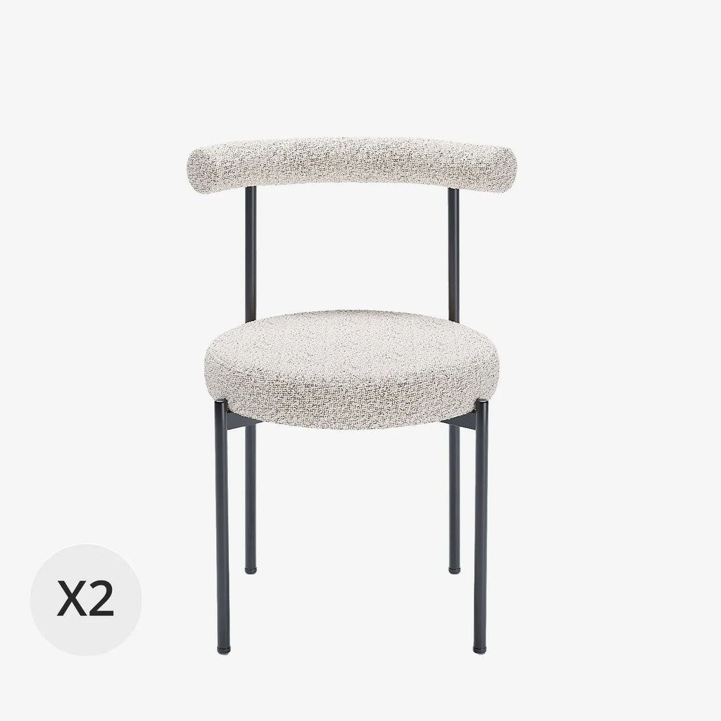 Lot de 2 chaises de salle   manger design moderne, bouclette grise et blanche Julia