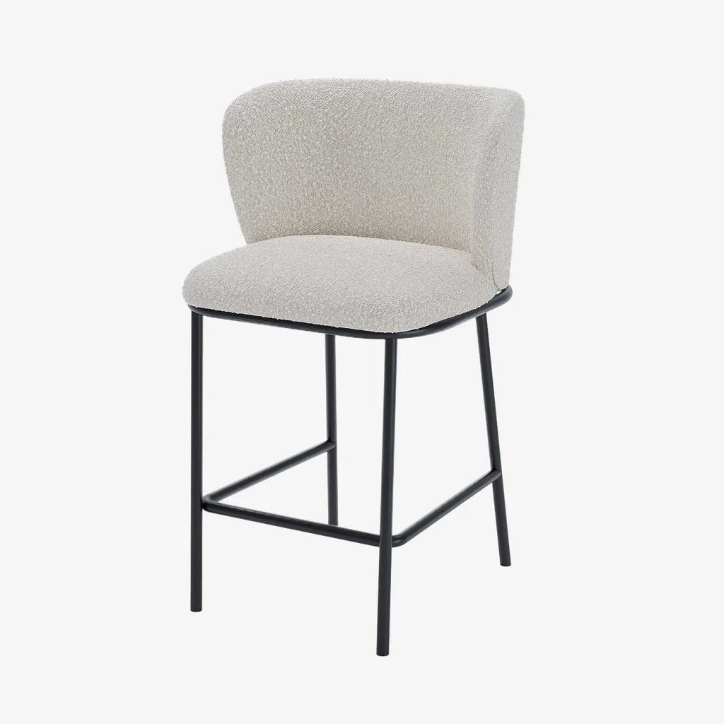 Lot de 2 tabourets de bar tissu boucl  blanc C sar