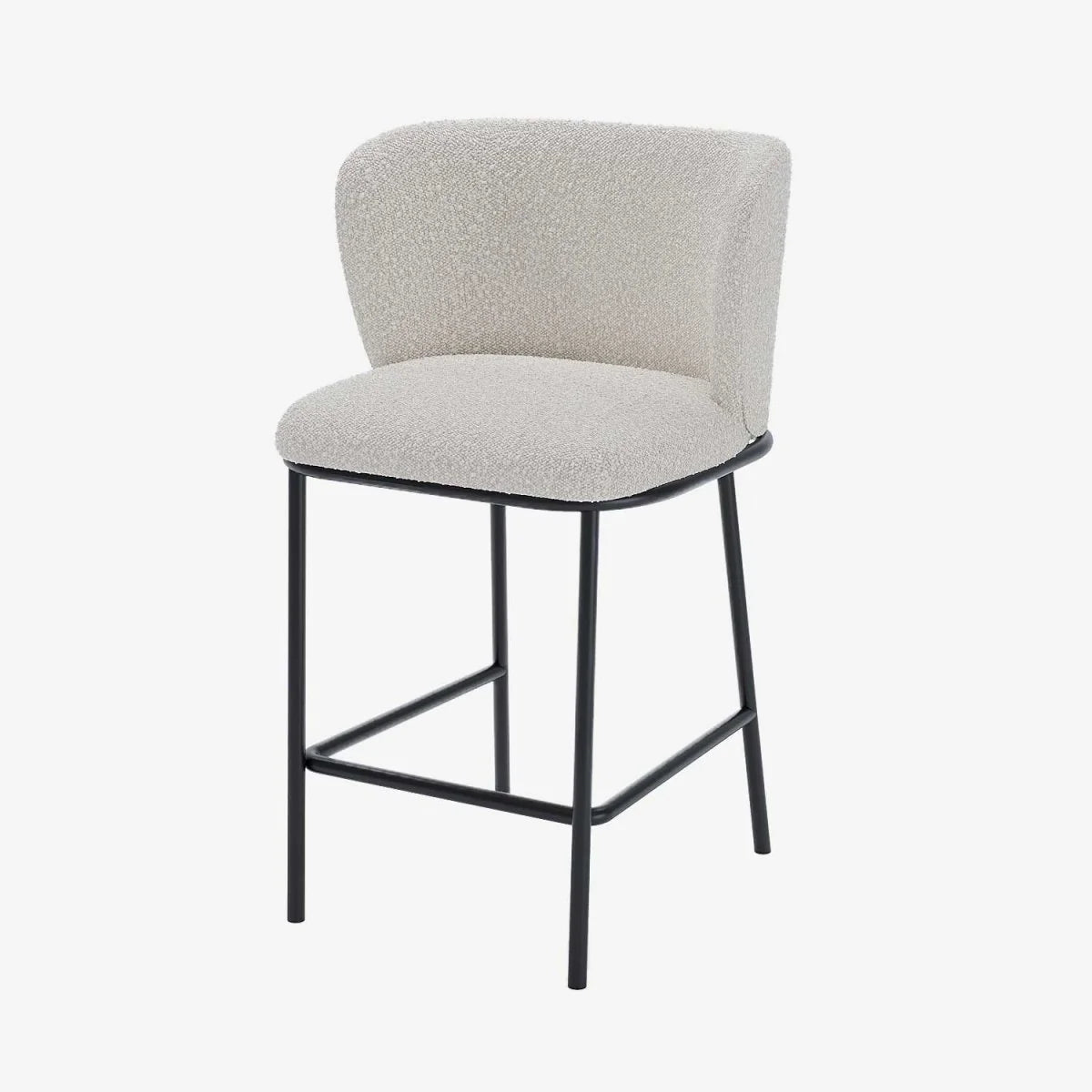 Lot de 2 tabourets de bar tissu boucl  blanc C sar
