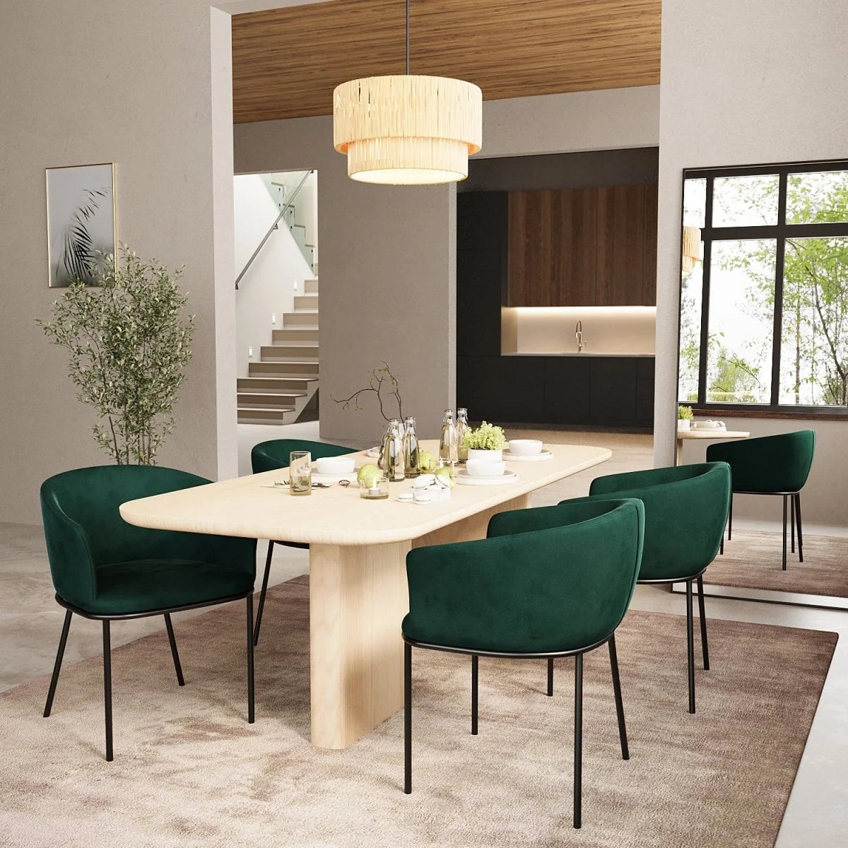 Lot de 2 fauteuils de salle à manger en velours
