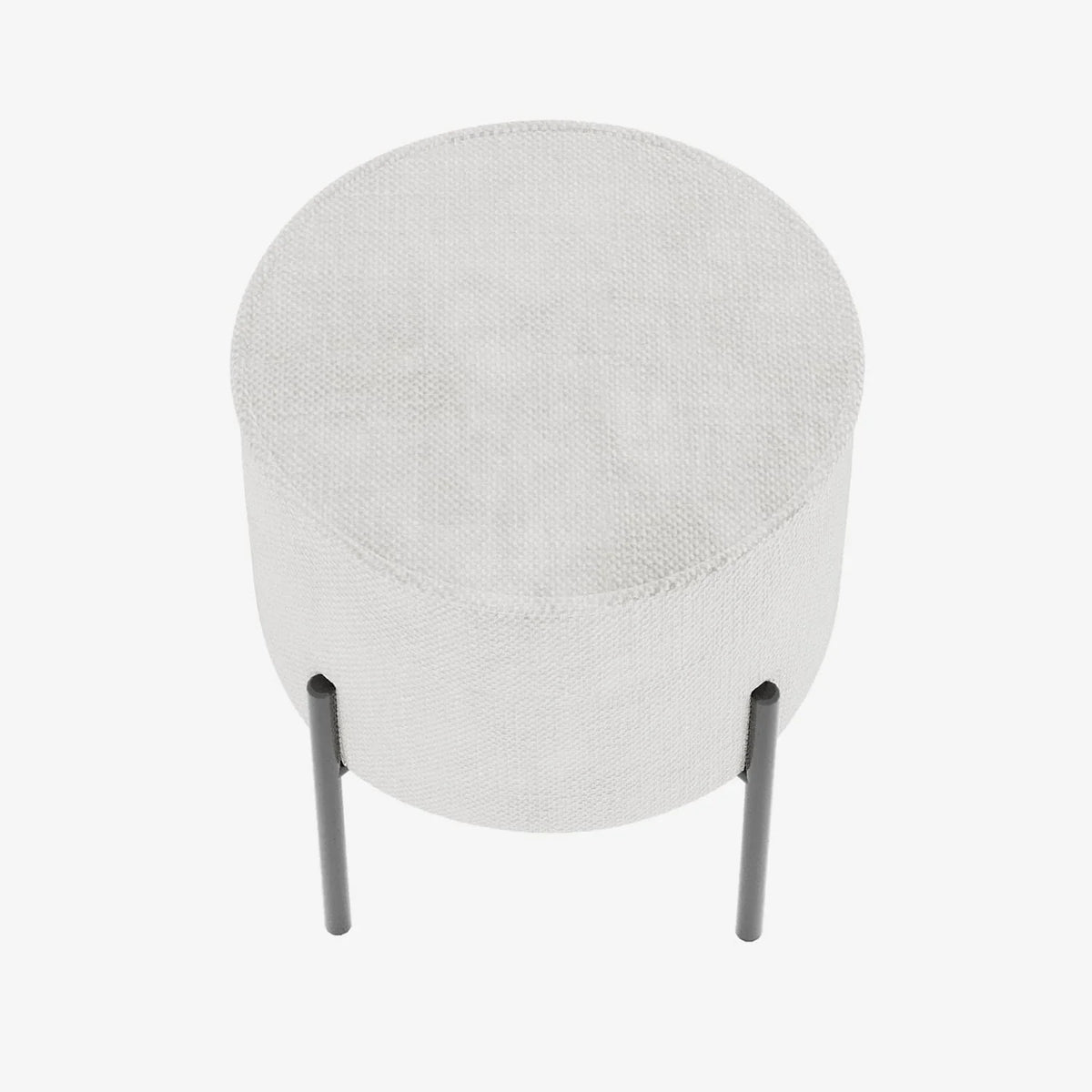 Abel   Pouf rond en tissu chenille blanc pieds en m tal