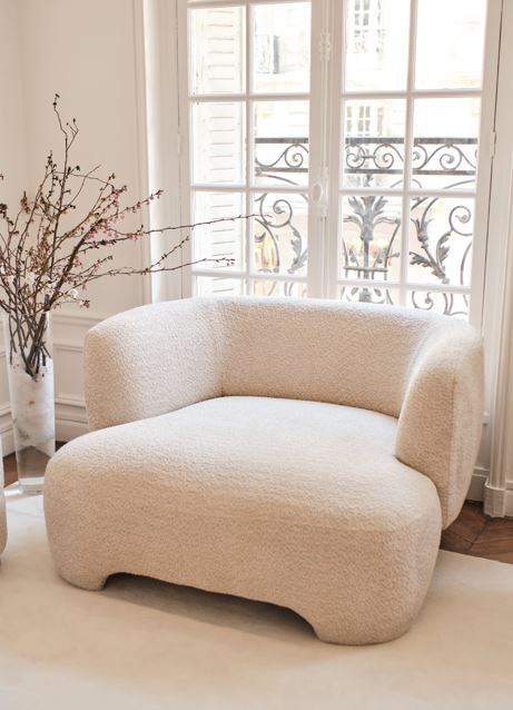 Loveseat Albano - Fauteuil 1,5 place boucl  cr me