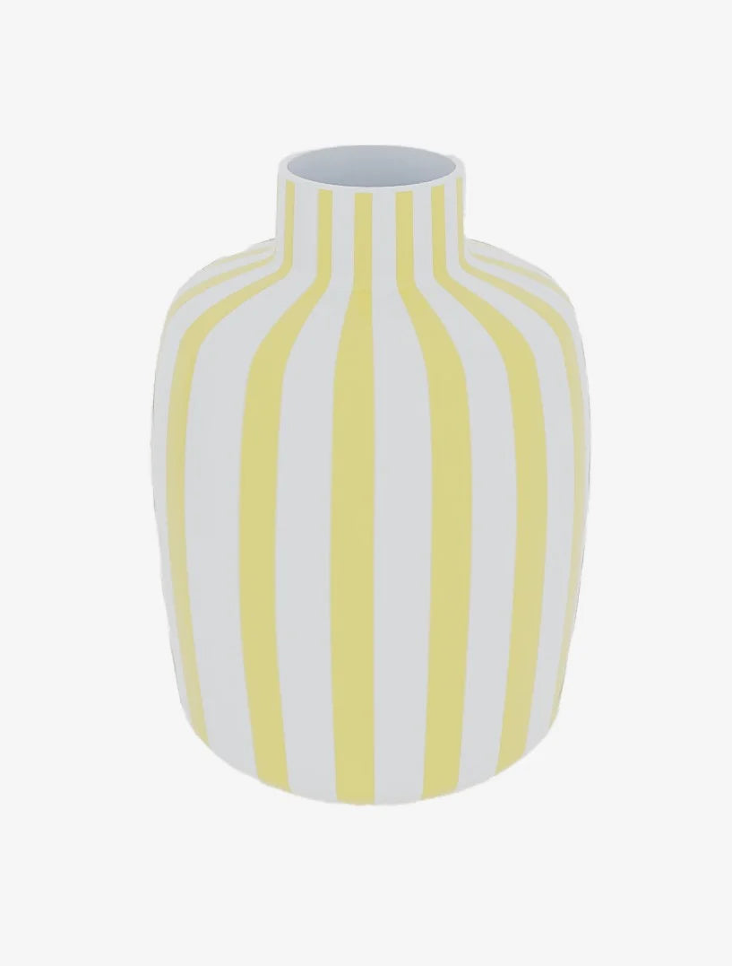 Milan   Vase d coratif ray  jaune en c ramique