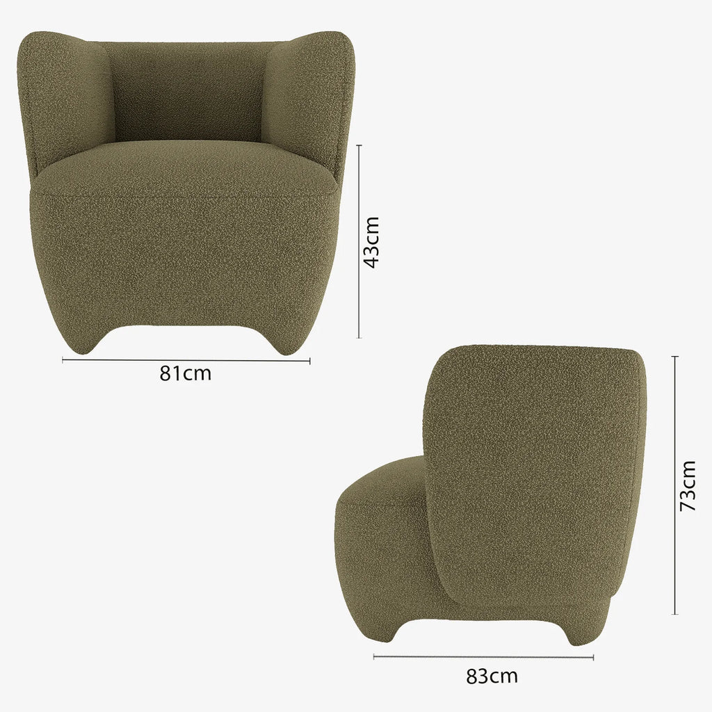 NOA  - Fauteuil en laine boucl e vert kaki