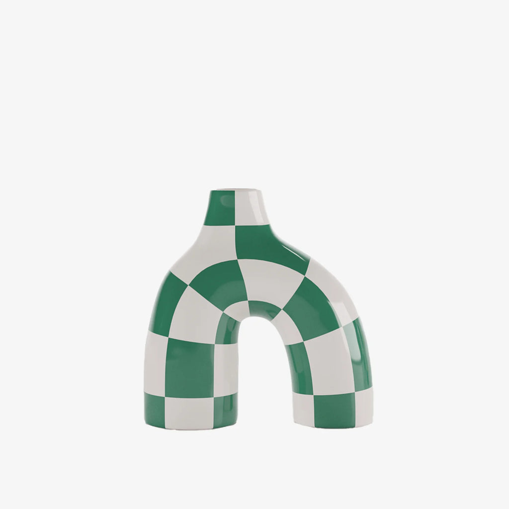 Phoenix - Vase art moderne   damier vert