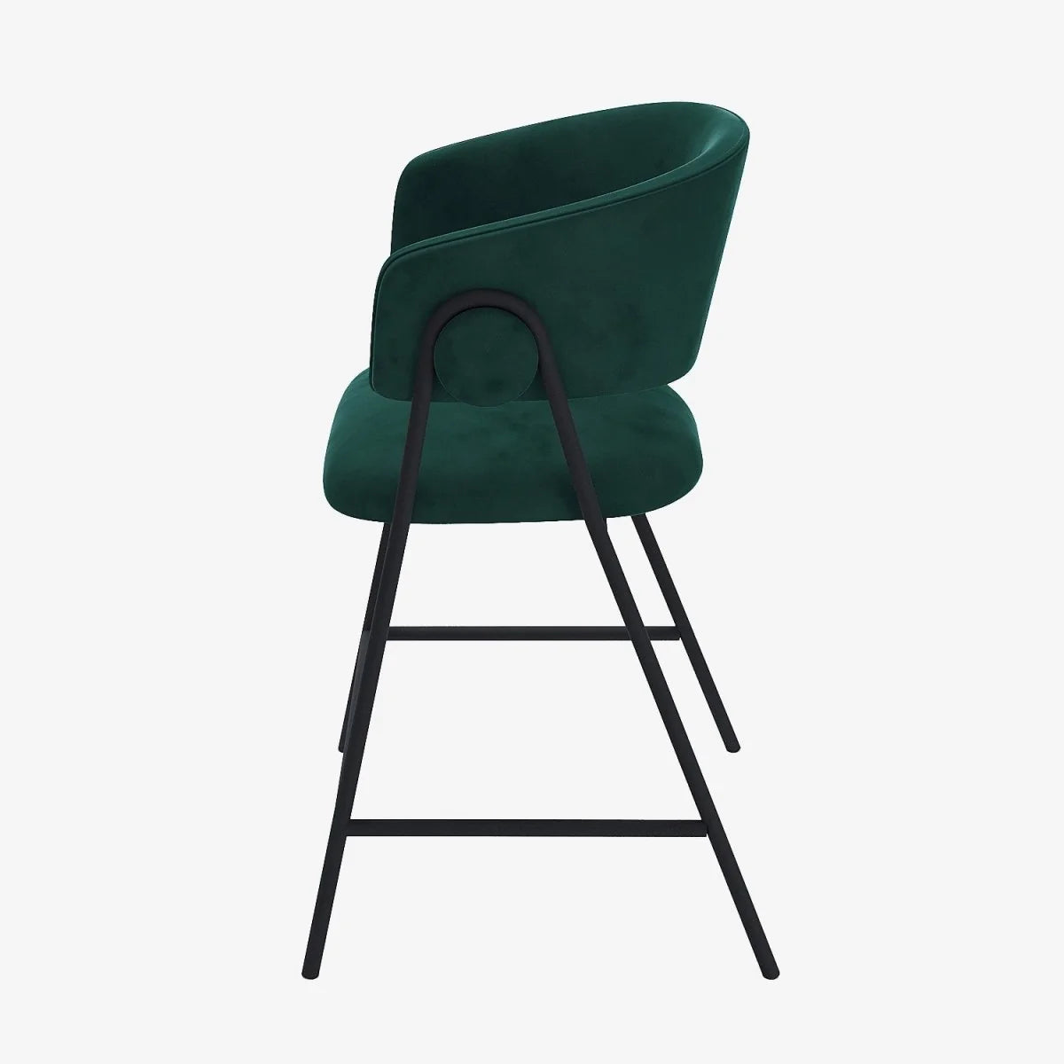 Lot de 2 tabourets de bar avec dossier, velours vert Bonnie