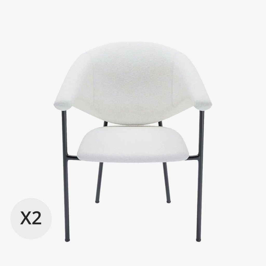 Lot de 2 chaises avec accoudoir design en velours beige Jeanne