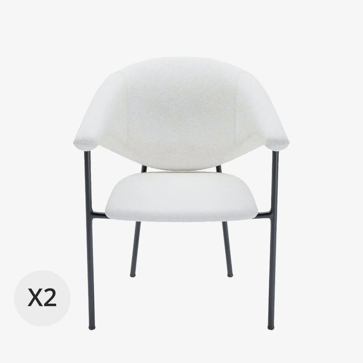 Lot de 2 chaises avec accoudoir design en velours beige Jeanne