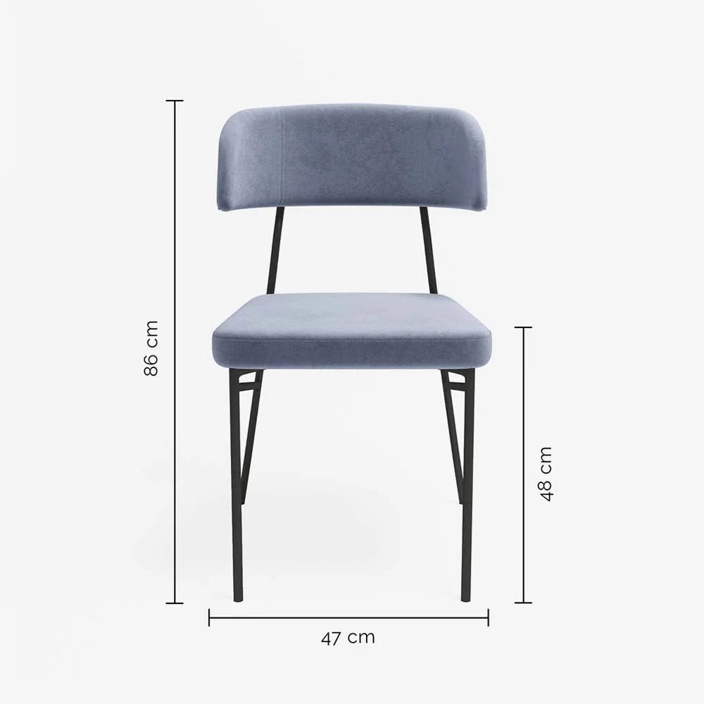 Lot de 2 chaises en velours bleu perle
