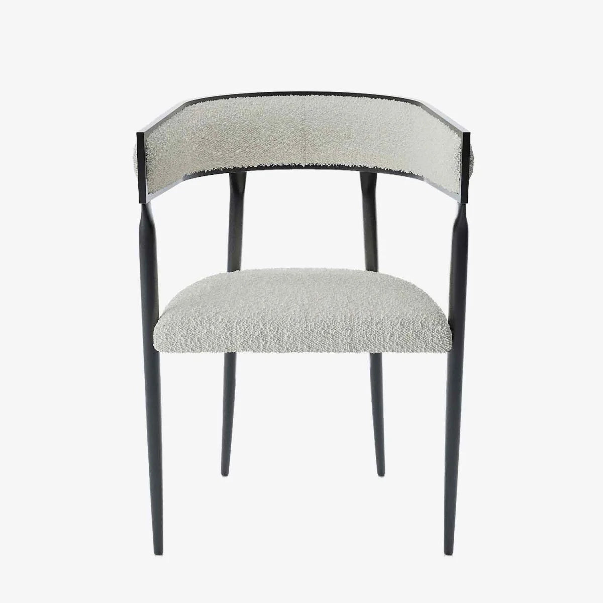 Chaise de salle   manger design dossier arrondi bouclette blanche Aurore