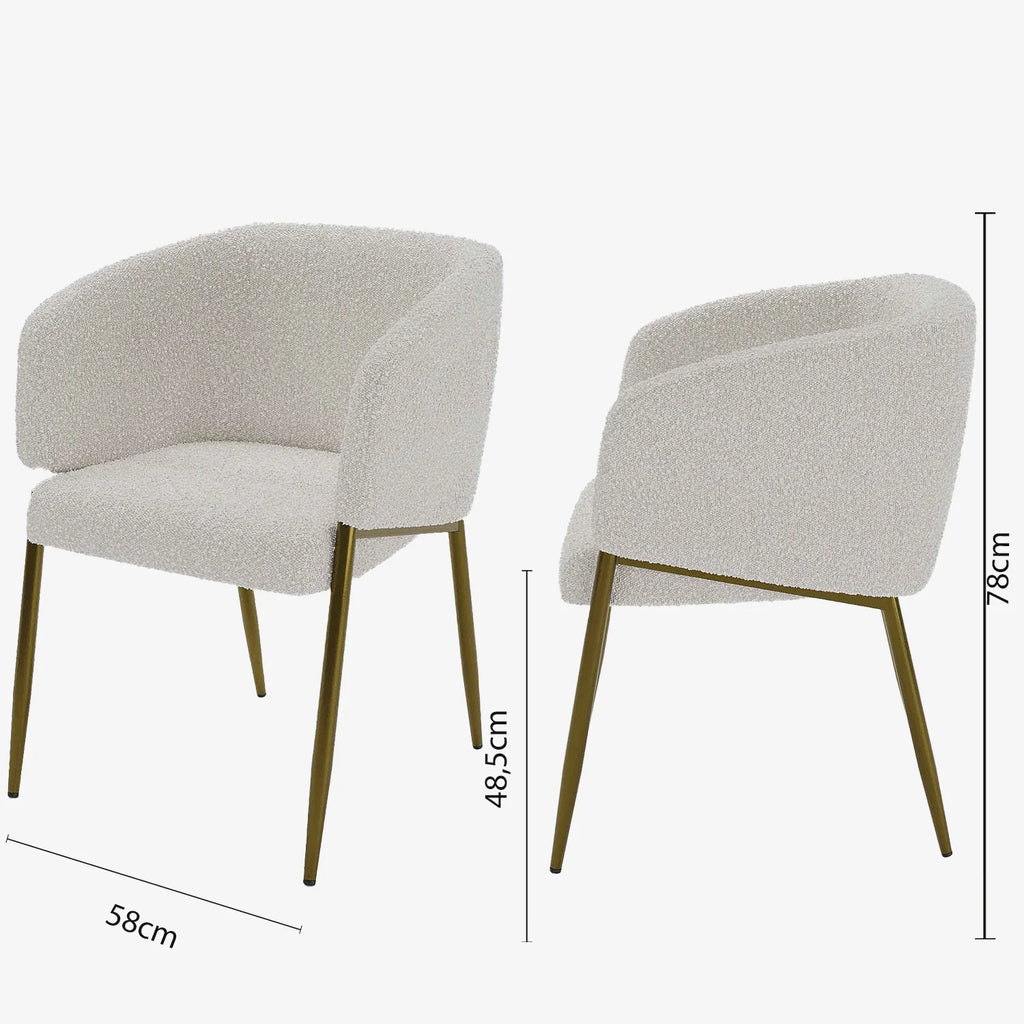 Fauteuil de salle   manger bouclette blanche Basile