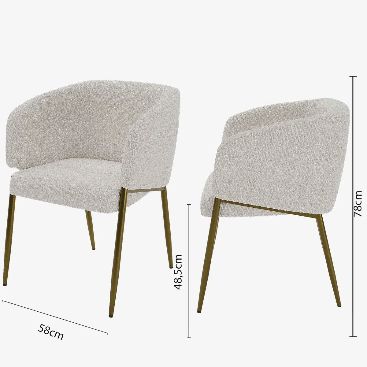 Fauteuil de salle   manger bouclette blanche Basile