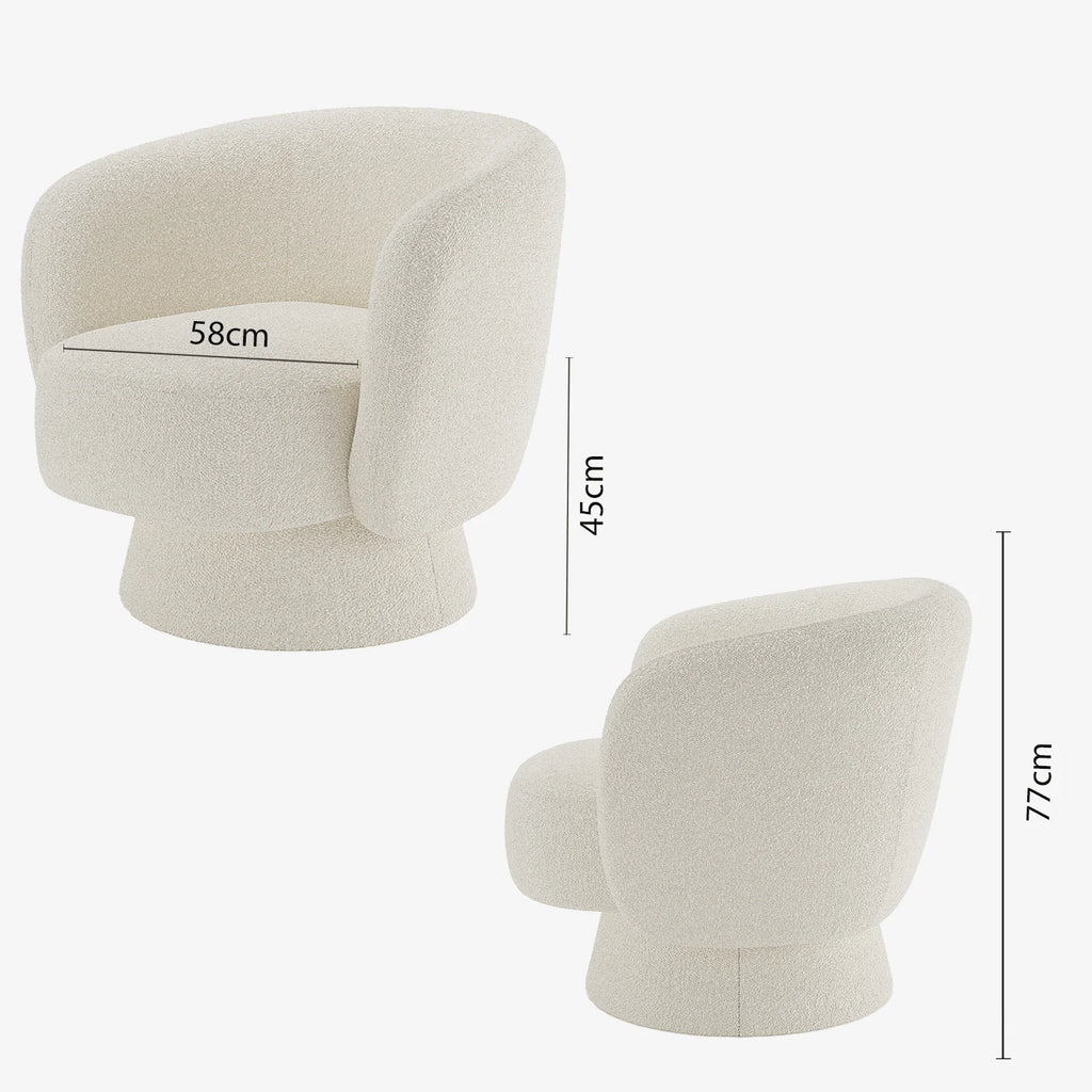 Fauteuil bouclette pivotant couleur cr me Salma