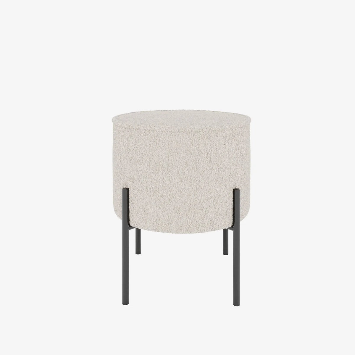 Abel   Pouf rond en tissu bouclette cr me pieds en m tal