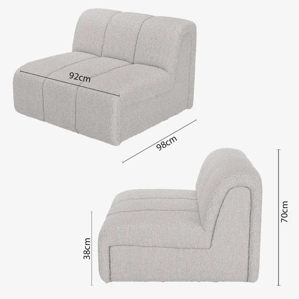 Canapé modulable en tissu bouclette gris-crème