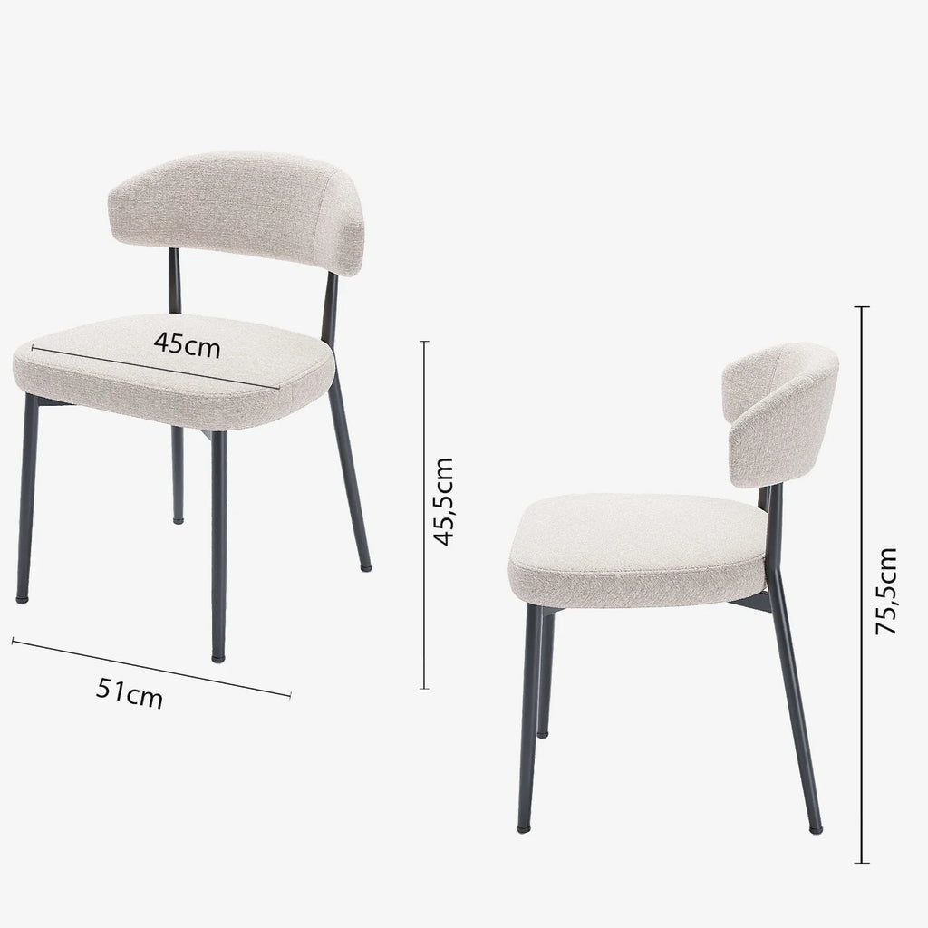 Lot de 2 chaises de salle   manger en velours cr me & m tal noir Mona