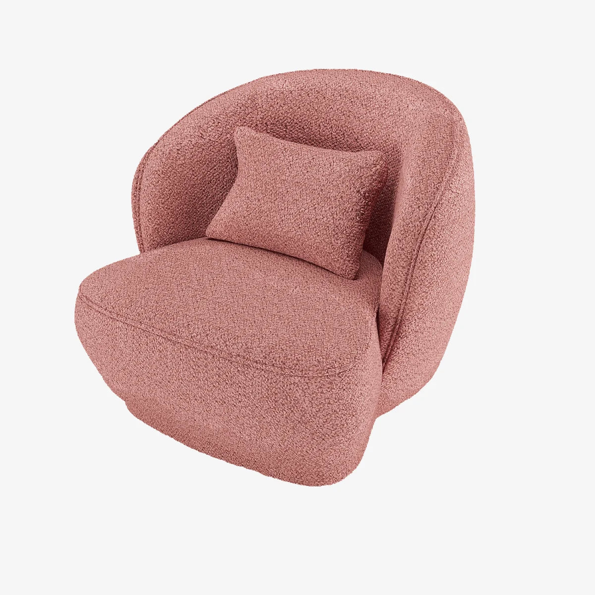Fauteuil design boucl  rose Pablo