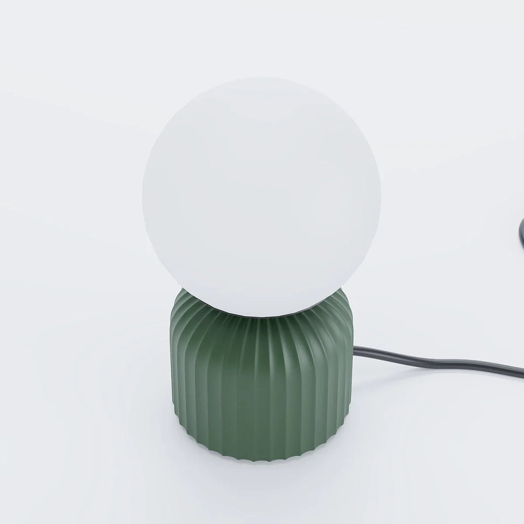 Lampe   poser en c ramique et globe en verre