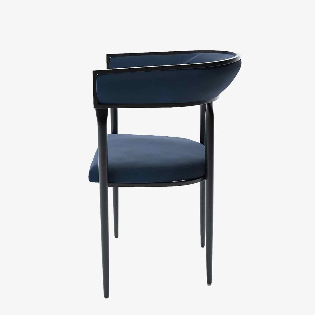 Chaise de salle   manger design dossier arrondi velours bleu marine Aurore