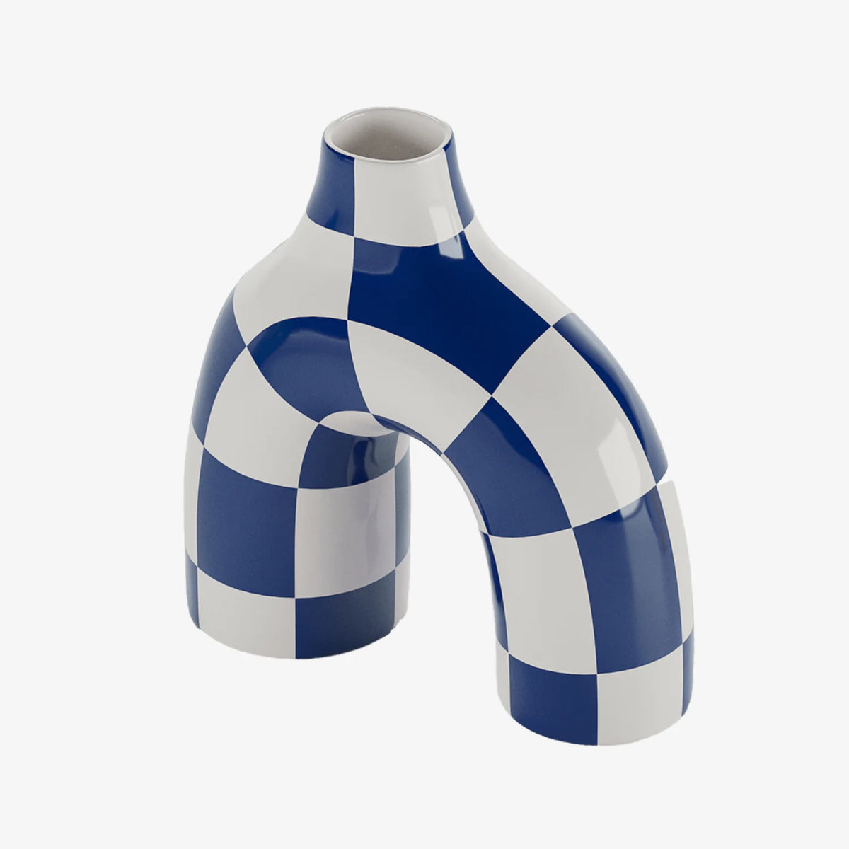 Phoenix - Vase art moderne   damier bleu marine