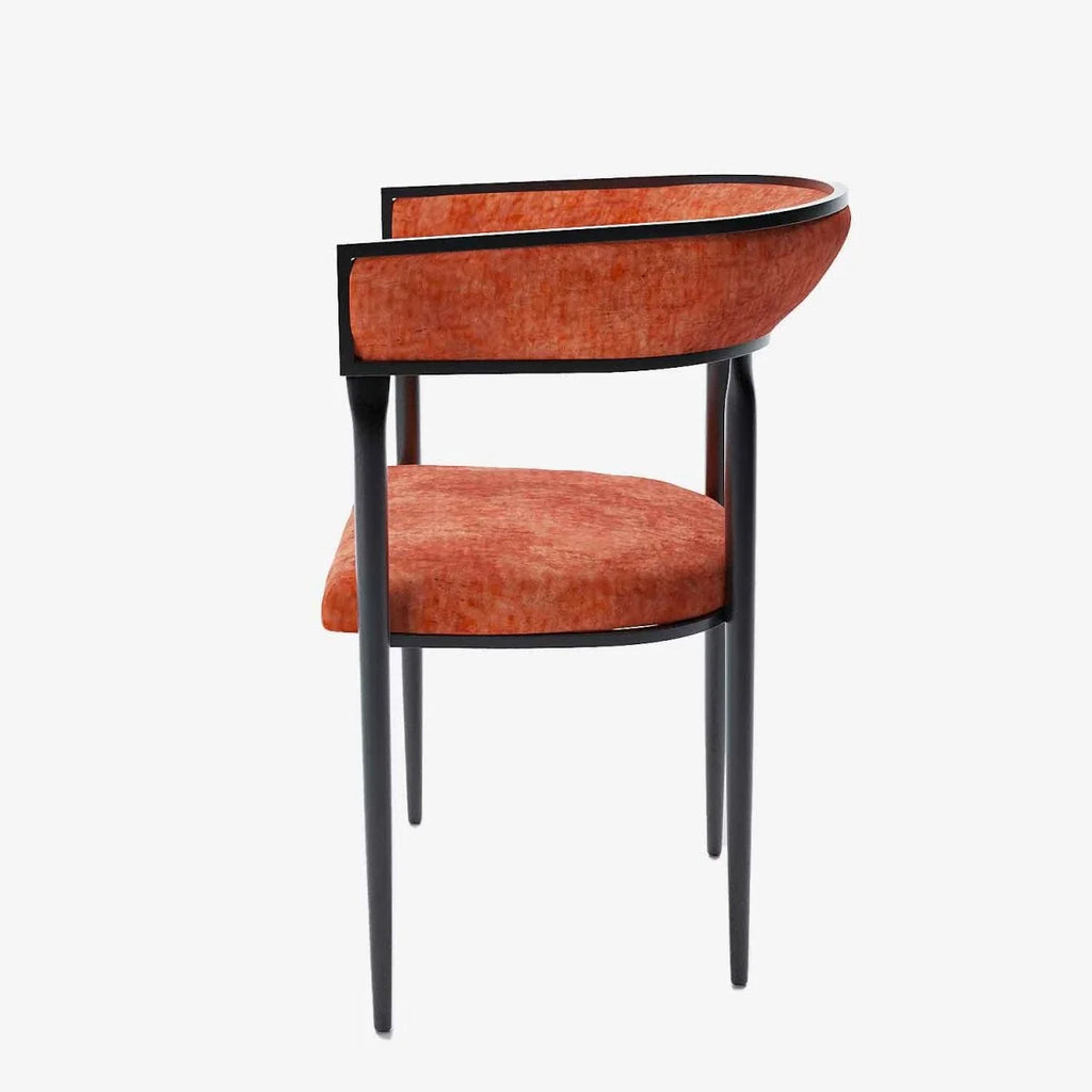 Chaise de salle   manger design dossier arrondi velours ocre Aurore