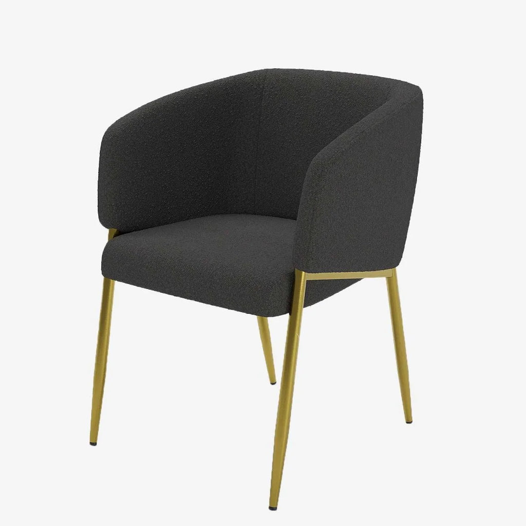 Fauteuil de salle   manger bouclette gris fonc  Basile
