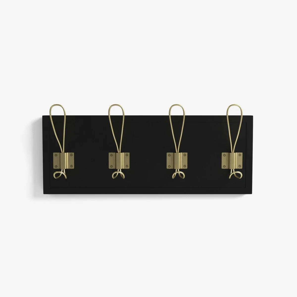Patère en bois et métal noir et or