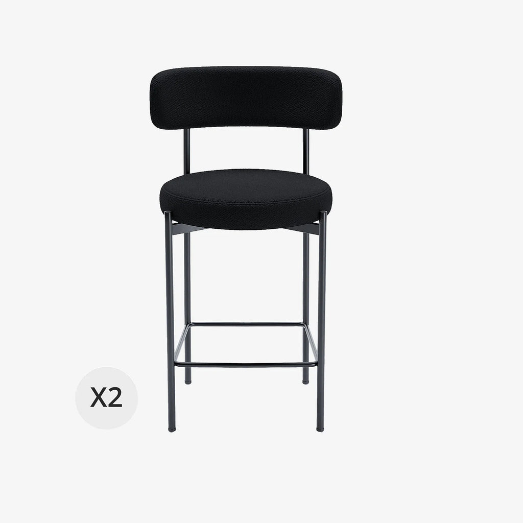 Lot de 2 tabourets de bar bouclette gris anthracite Agathe