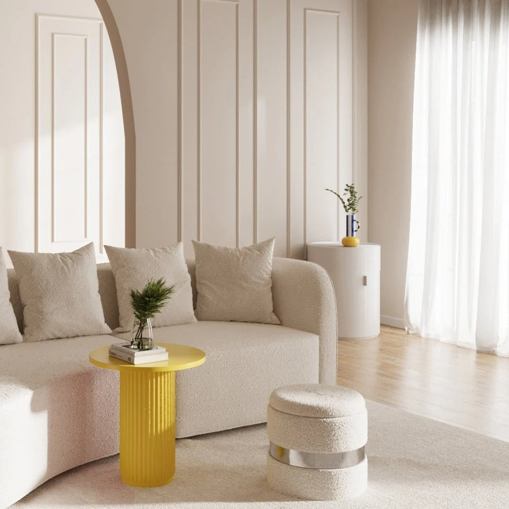 Table d'appoint ronde cannel e Pivoine, jaune