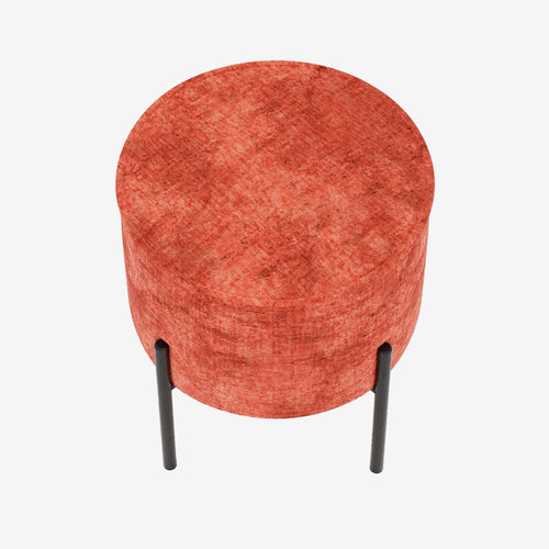 Abel   Pouf rond en velours ocre pieds en m tal