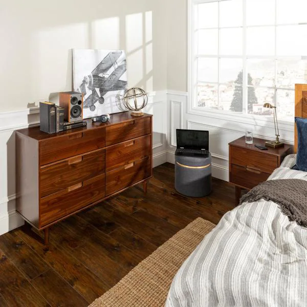 Commode 6 Tiroirs en Bois Moderniste Mi-Siècle - Caramel