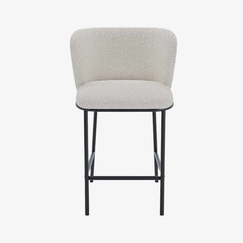 Lot de 2 tabourets de bar tissu boucl  blanc C sar