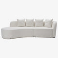 Canap  sectionnel incurv  3-4 places en tissu boucl  blanc Alba