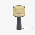 Lampe   poser en c ramique noire et rotin Van Gogh