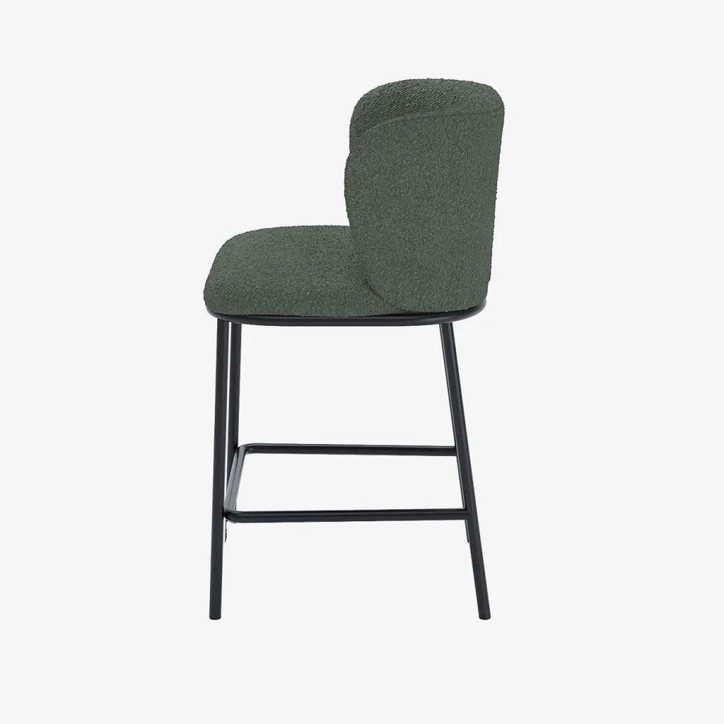 Lot de 2 tabourets de bar tissu boucl  vert C sar