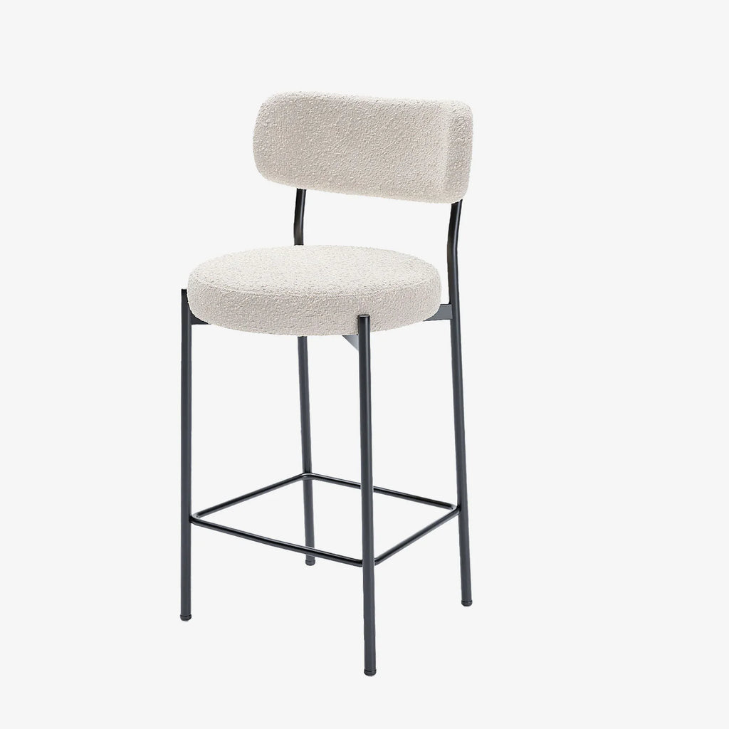 Lot de 2 fauteuils de bar bouclette blanche Lili