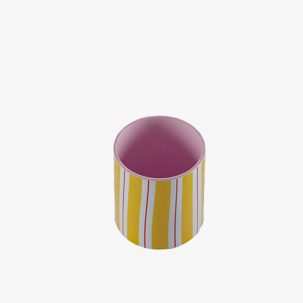 Petit vase cylindrique   rayures jaunes, Orlando