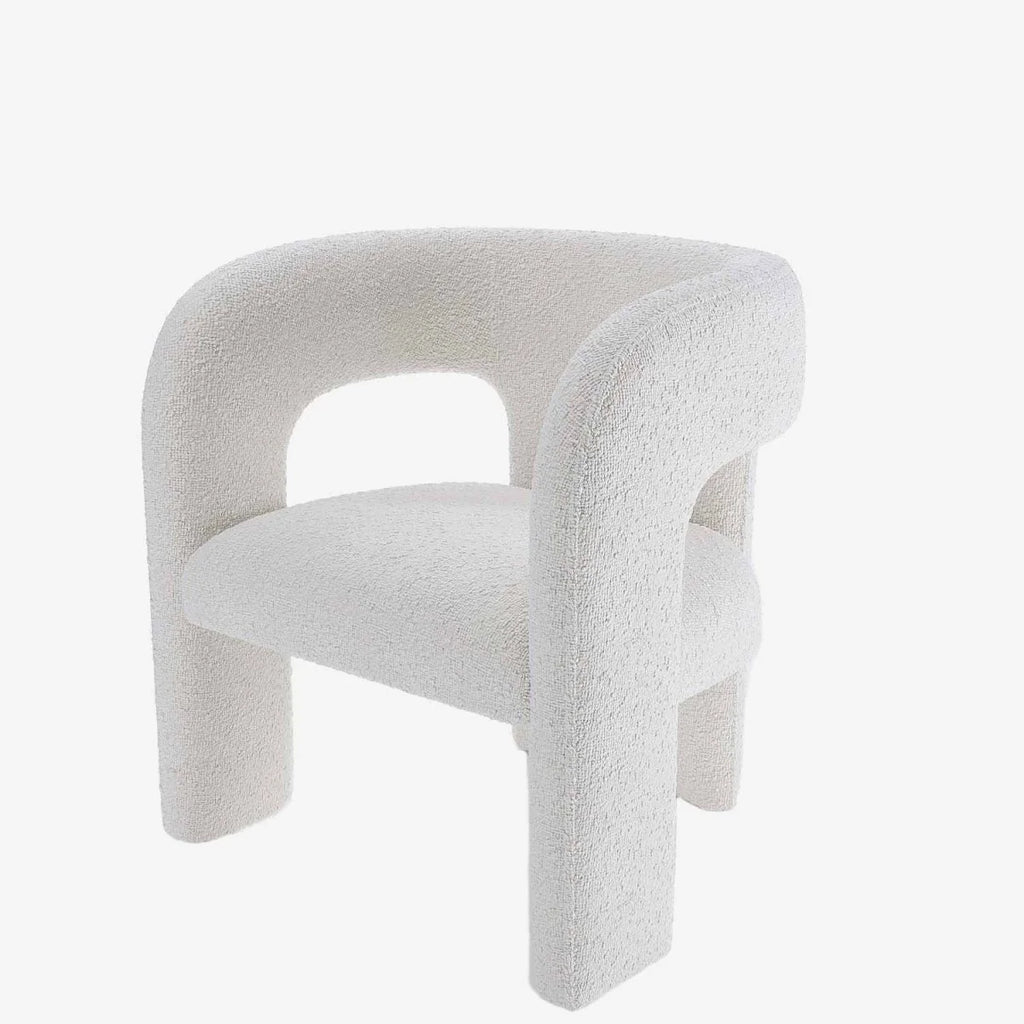 Fauteuil de salle à manger en bouclette blanche