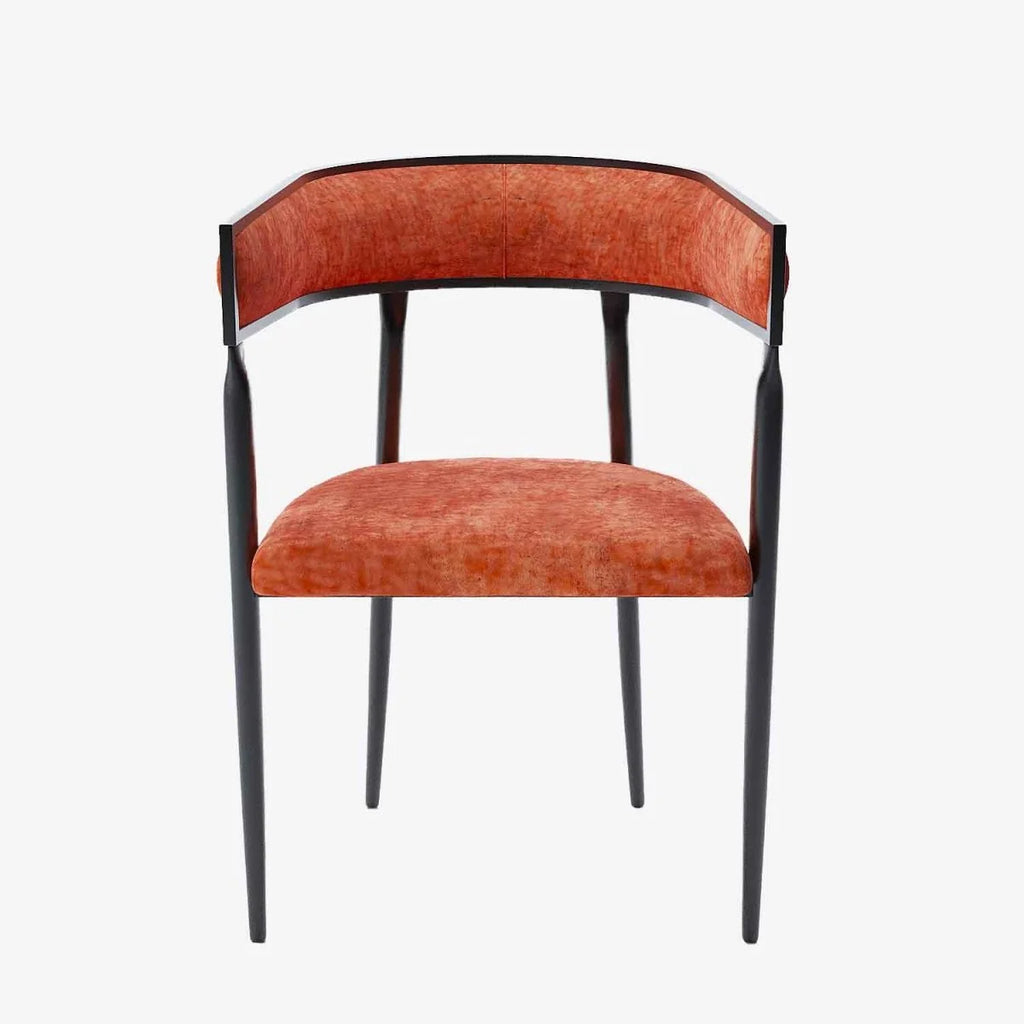 Chaise de salle   manger design dossier arrondi velours ocre Aurore
