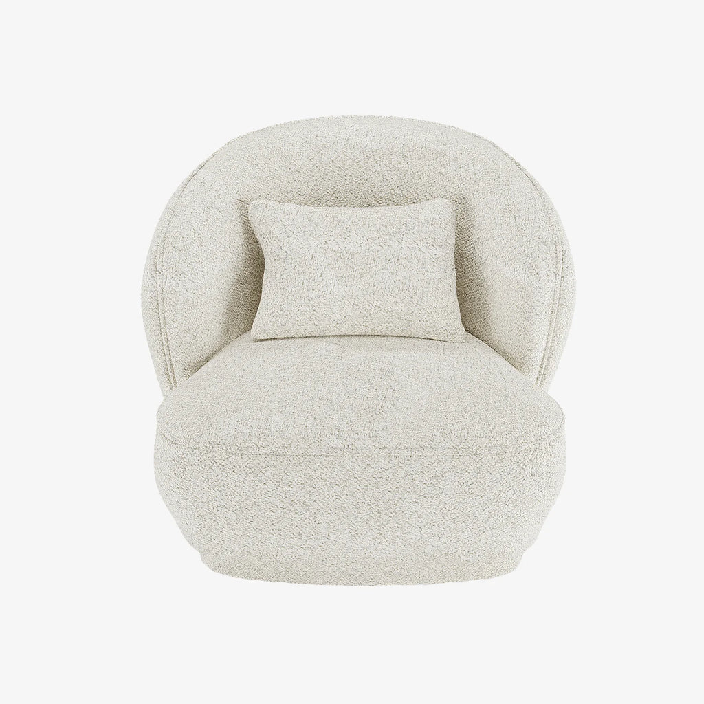 Fauteuil design boucl  blanc Pablo
