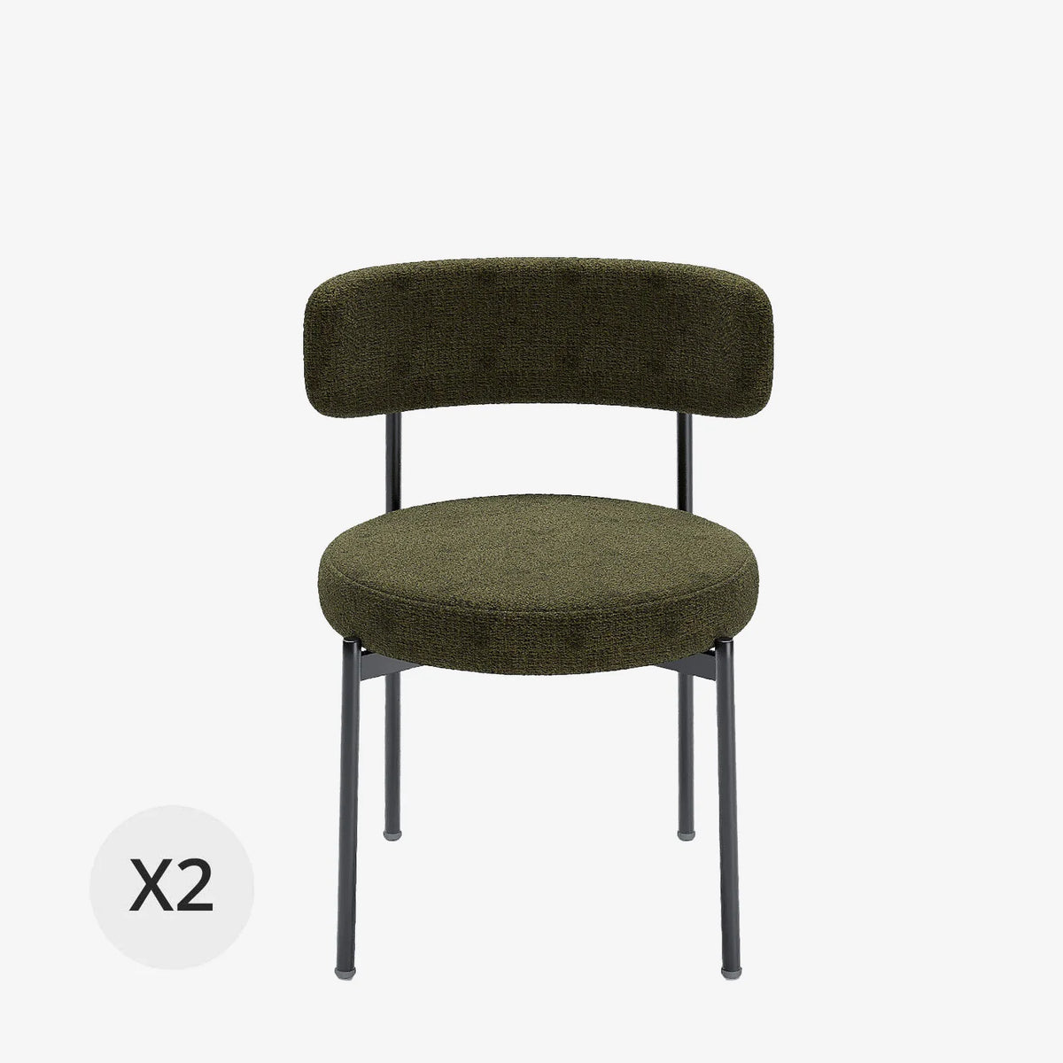 Lot de 2 chaises de table velours vert Scarlett