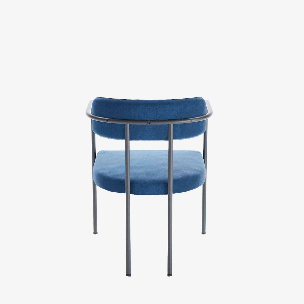Chaise de salle   manger tapiss e avec accoudoirs, velours bleu, Barbara