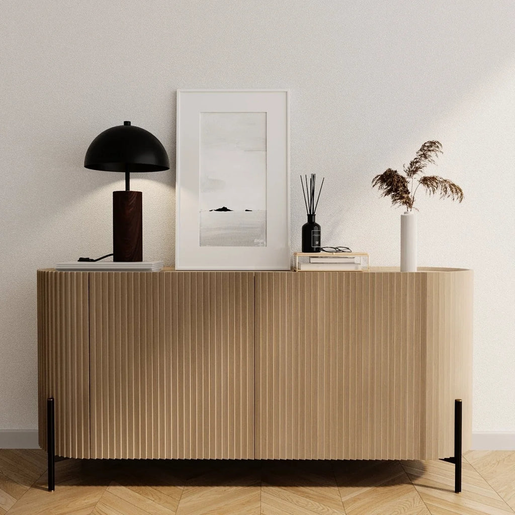 Lampe   poser en m tal noir effet bois Rousseau