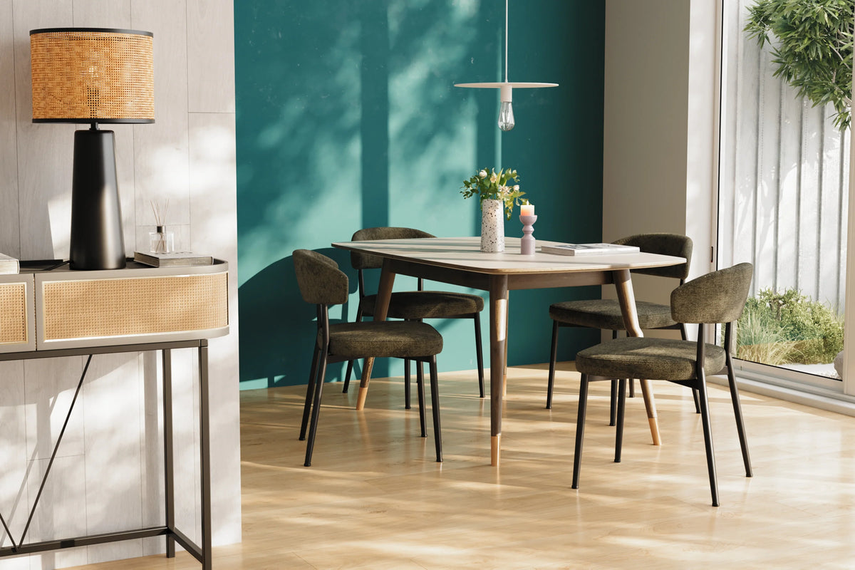 Lot de 2 chaises de salle   manger en velours vert & m tal noir Mona