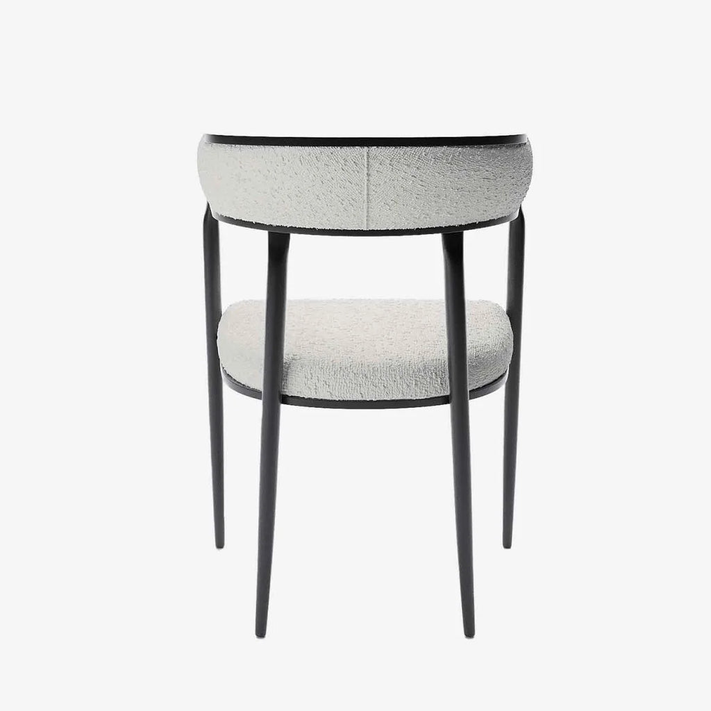 Chaise de salle   manger design dossier arrondi bouclette gris cr me Aurore