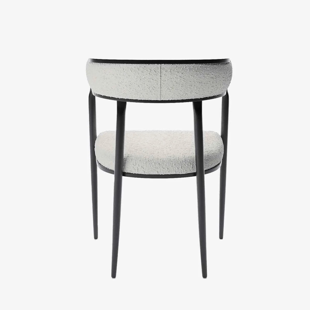 Chaise de salle   manger design dossier arrondi bouclette gris cr me Aurore