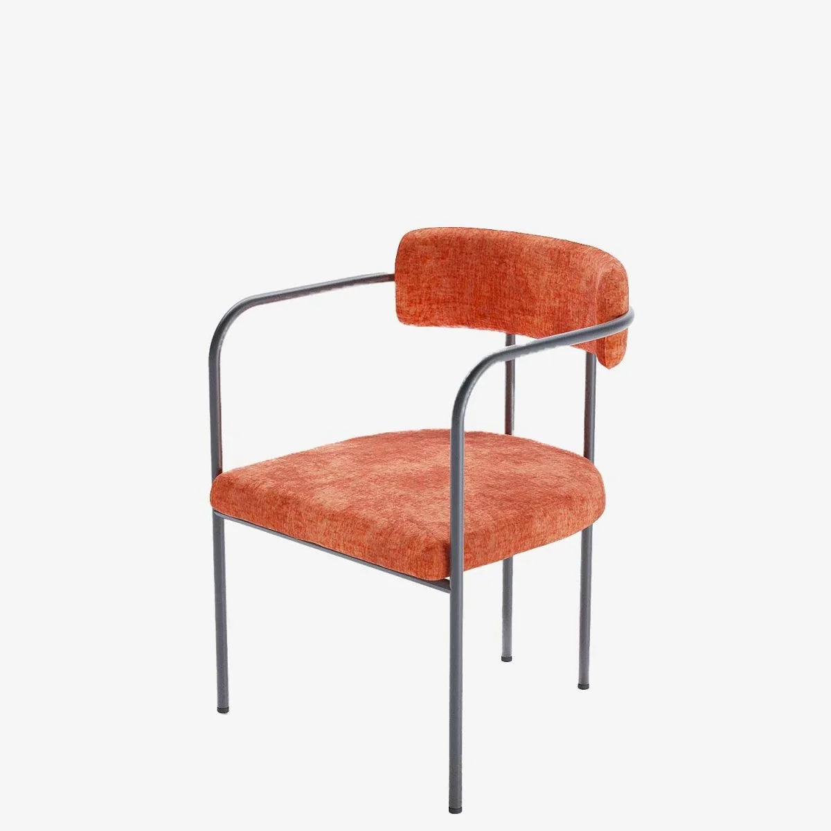 Chaise de salle   manger tapiss e avec accoudoirs, velours ocre, Barbara