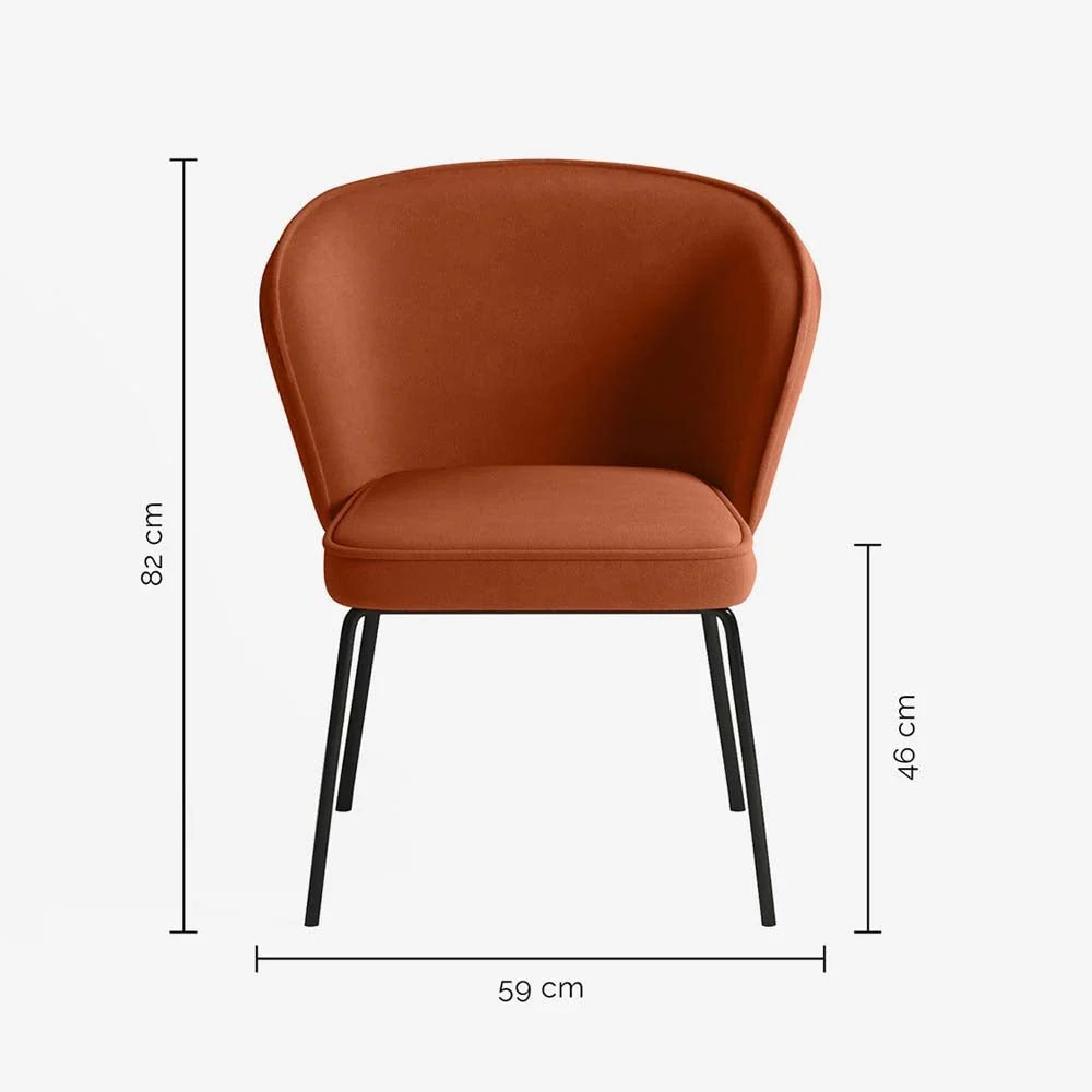 Chaise en velours ocre