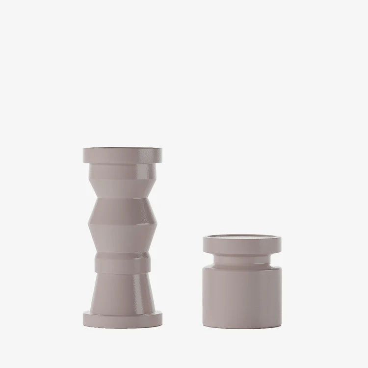 Set de 2 bougeoirs en bois design coloris rose Antalya