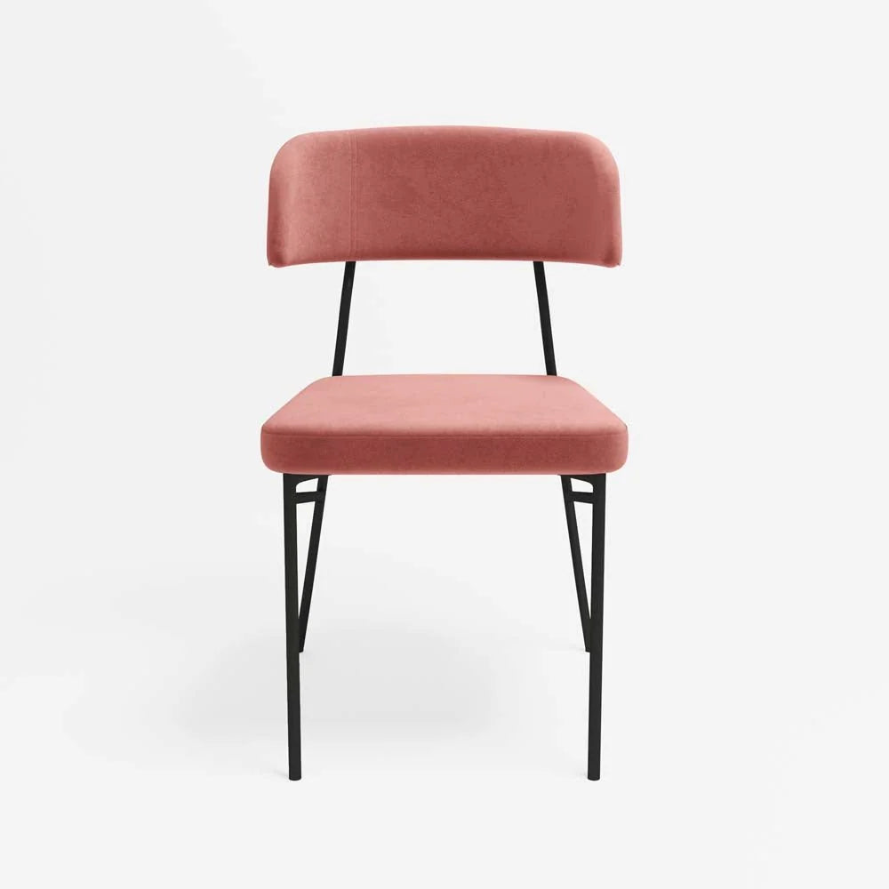 Lot de 2 chaises en velours rose vintage